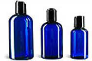 Load image into Gallery viewer, Cobalt Blue Plastic Bottles, 4oz, with flip top - Dreaming Earth Inc
